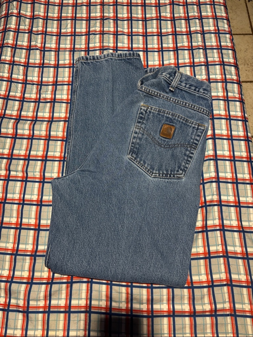 ⭐️⬇️ CARHARTT MEN’S LIGHT BLUE RELAXED FIT DENIM JEANS